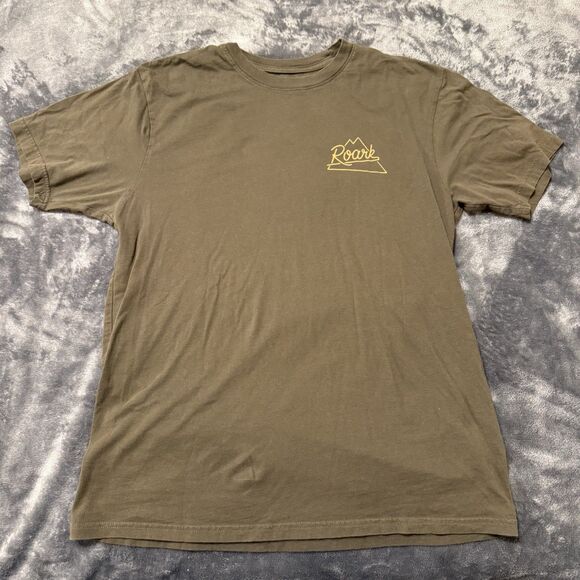 Roark Men's Peaking Short Sleeve T-Shirt Organic Cotton Army Green Size Large - Picture 1 of 5
